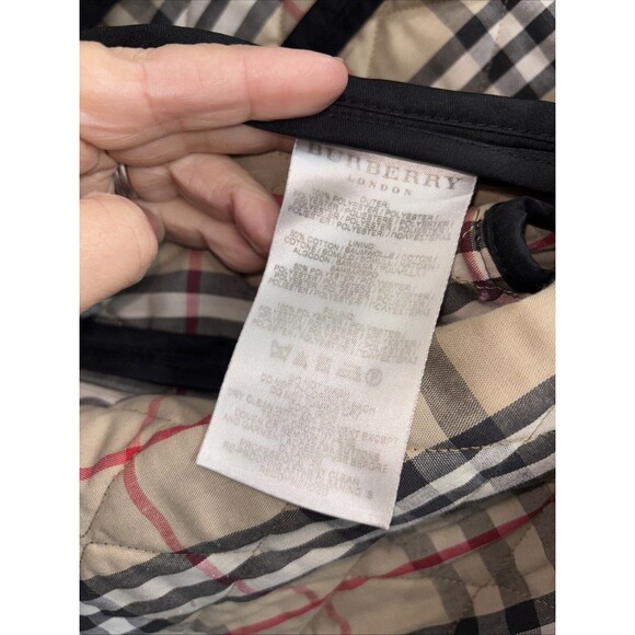 Burberry London Quilted Jacket Coat Nova Check Diamond Women M Snaps Pockets - Picture 9 of 11